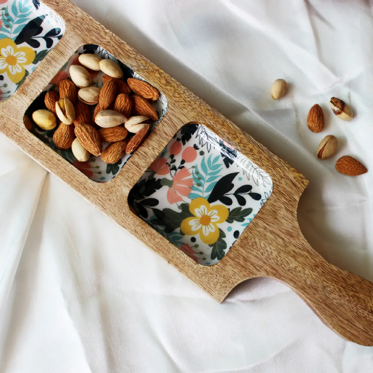 Sunnyside Gardenia Glamour 3 Compartment Bat Server Tray