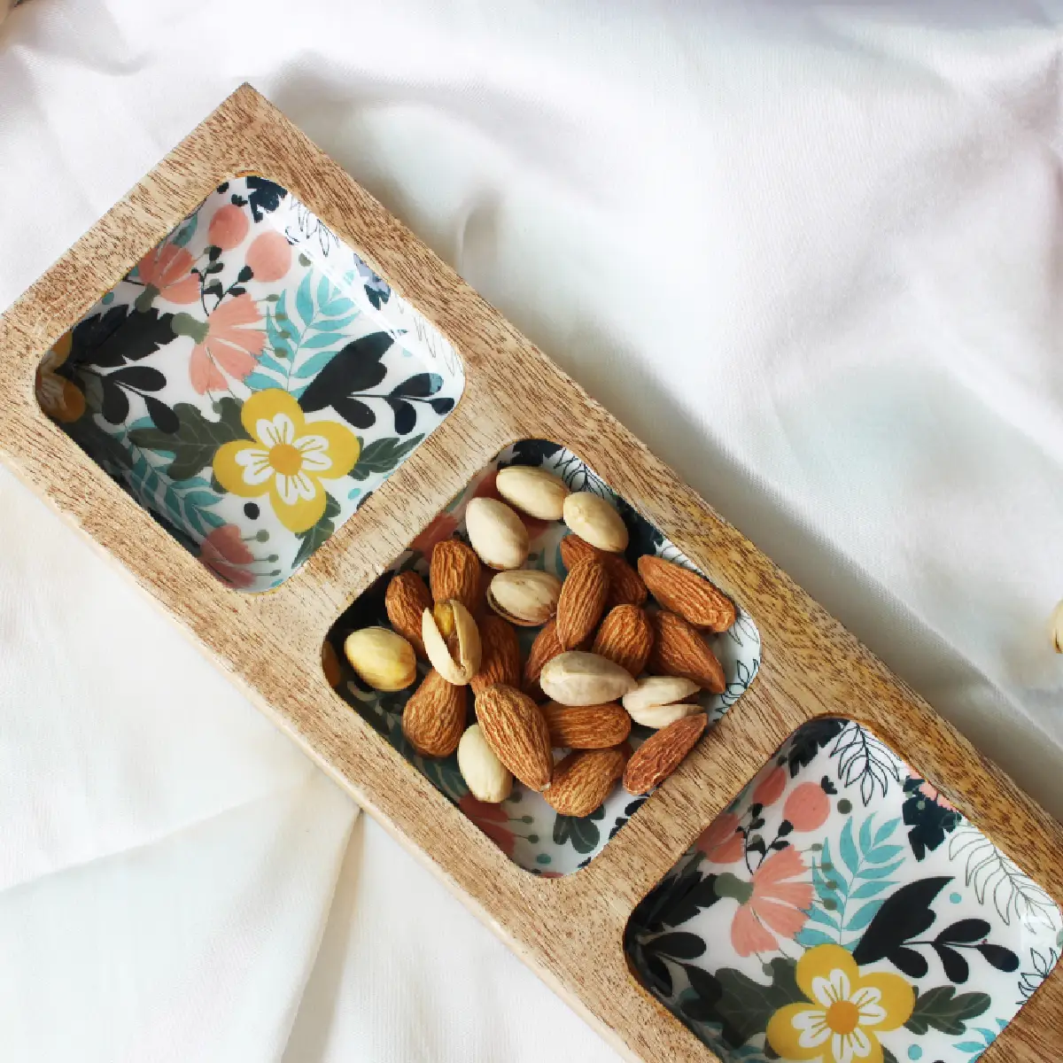 Sunnyside Gardenia Glamour 3 Compartment Bat Server Tray