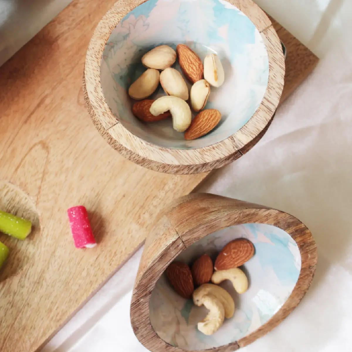 Pastel Soft Triple HandlePlus Trio Bowl with Serving Tray