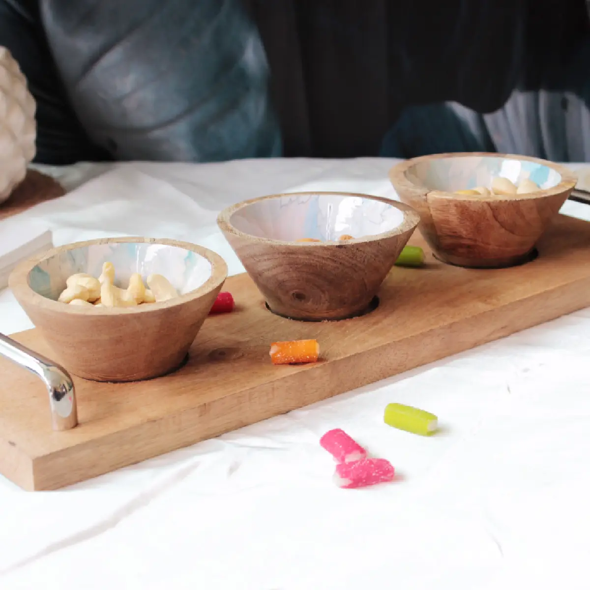 Pastel Soft Triple HandlePlus Trio Bowl with Serving Tray