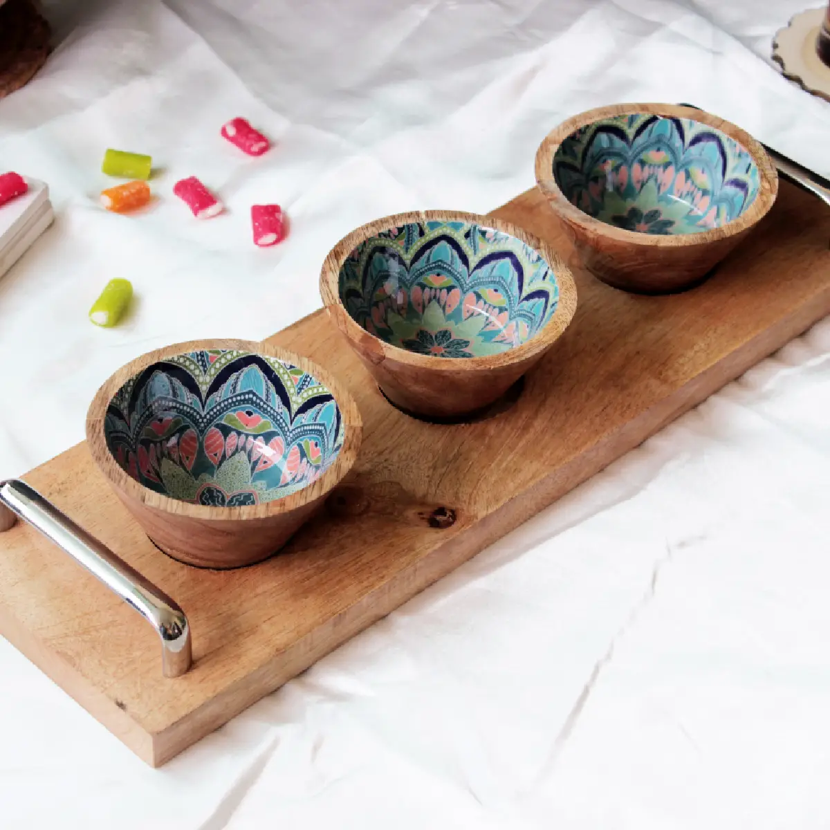 Mystic Mandala HandlePlus Trio Bowl with Serving Tray