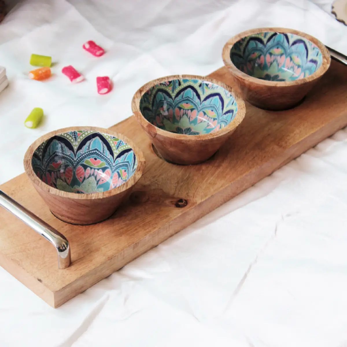 Mystic Mandala HandlePlus Trio Bowl with Serving Tray