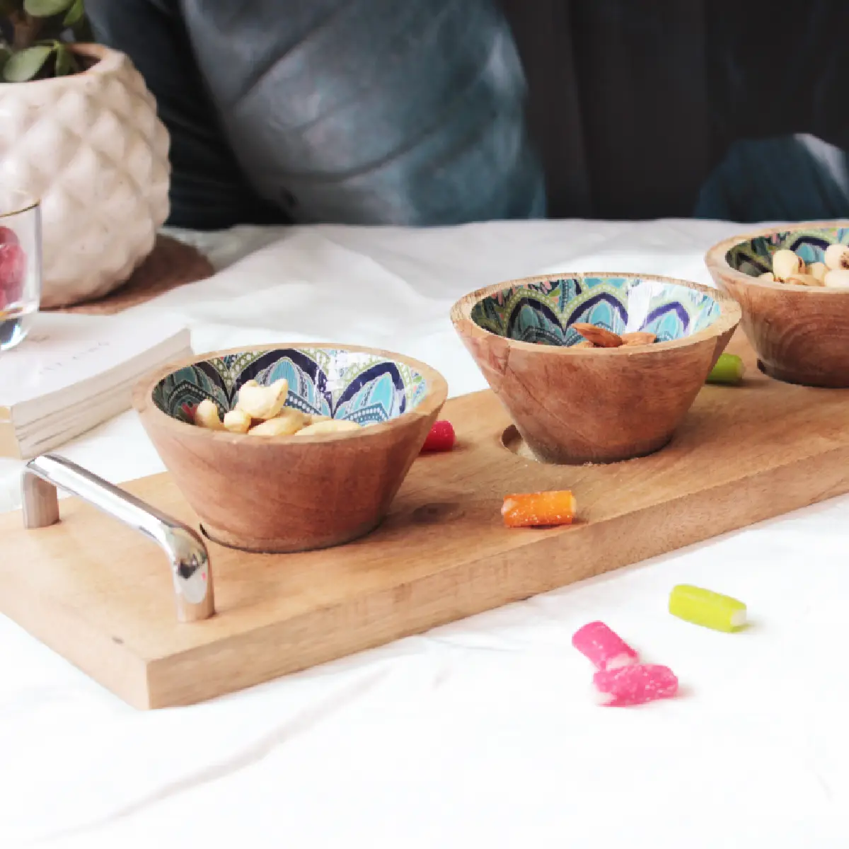 Mystic Mandala HandlePlus Trio Bowl with Serving Tray