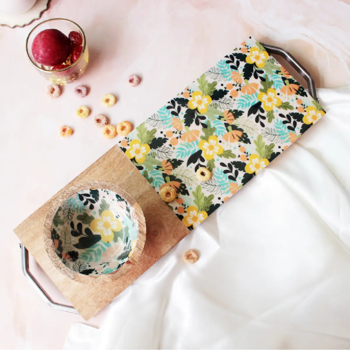 Sunnyside Gardenia EntertainEase Platter with Serving Bowl