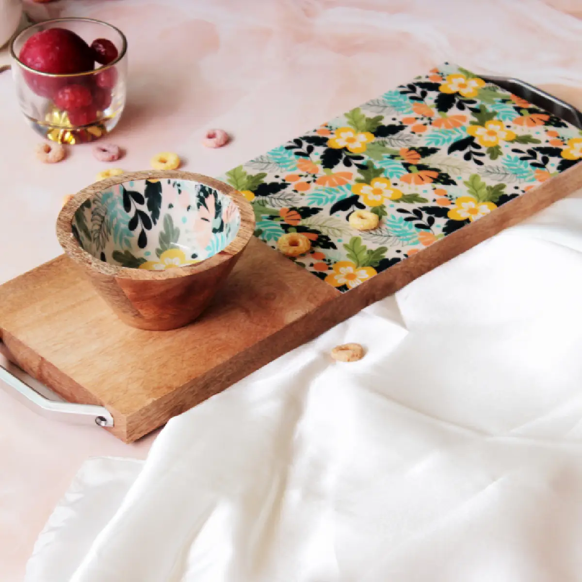 Sunnyside Gardenia EntertainEase Platter with Serving Bowl