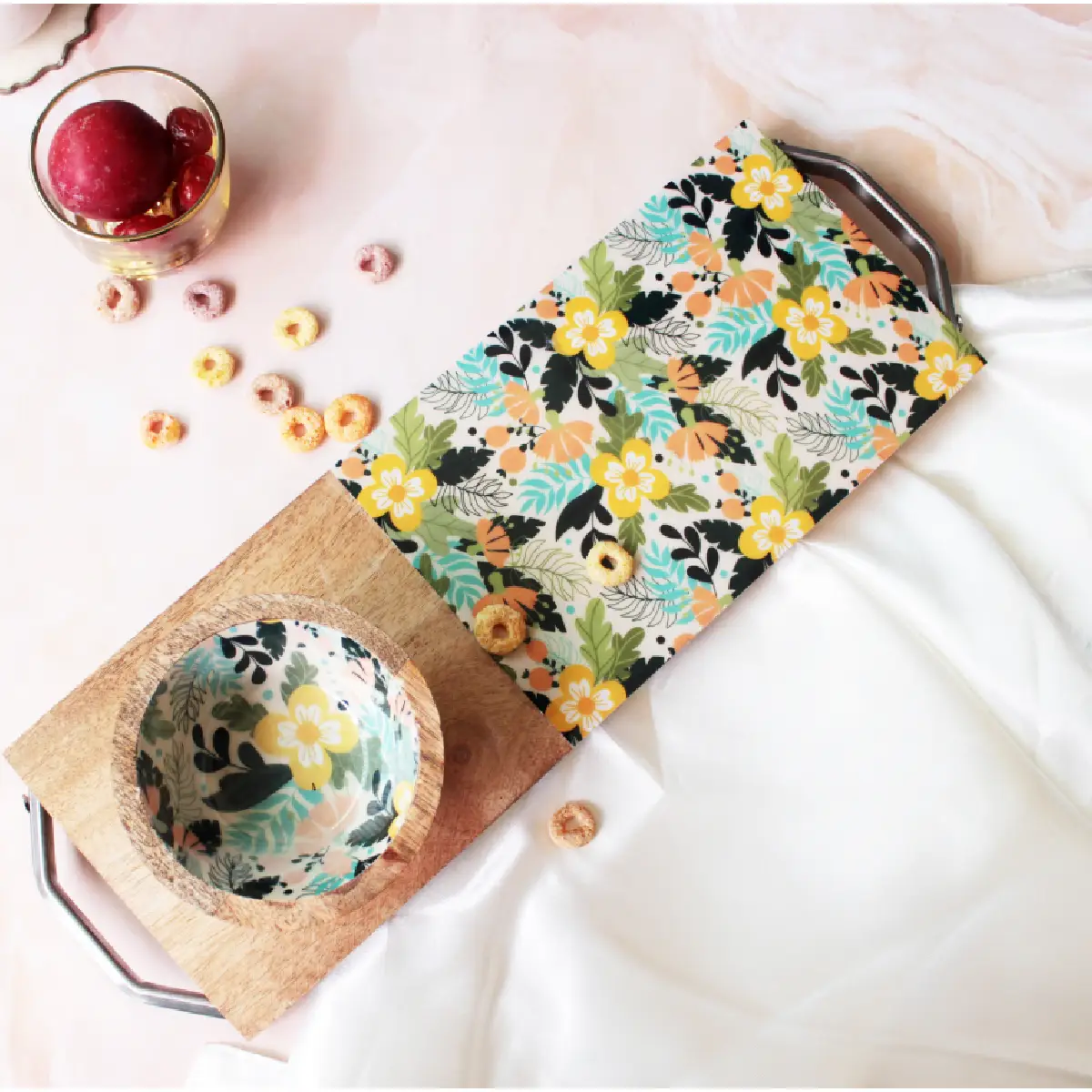 Sunnyside Gardenia EntertainEase Platter with Serving Bowl