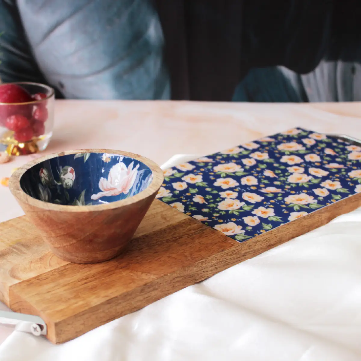 Spring Blooms EntertainEase Platter with  Serving Bowl