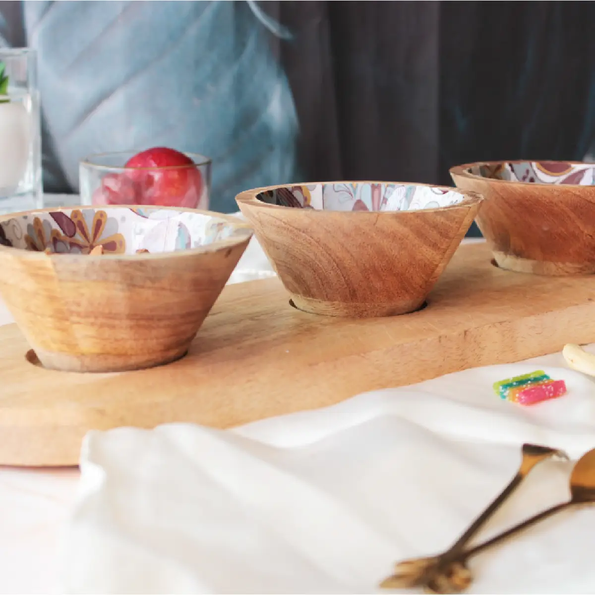 Boho Paisley Serving Bowl Trio Tray