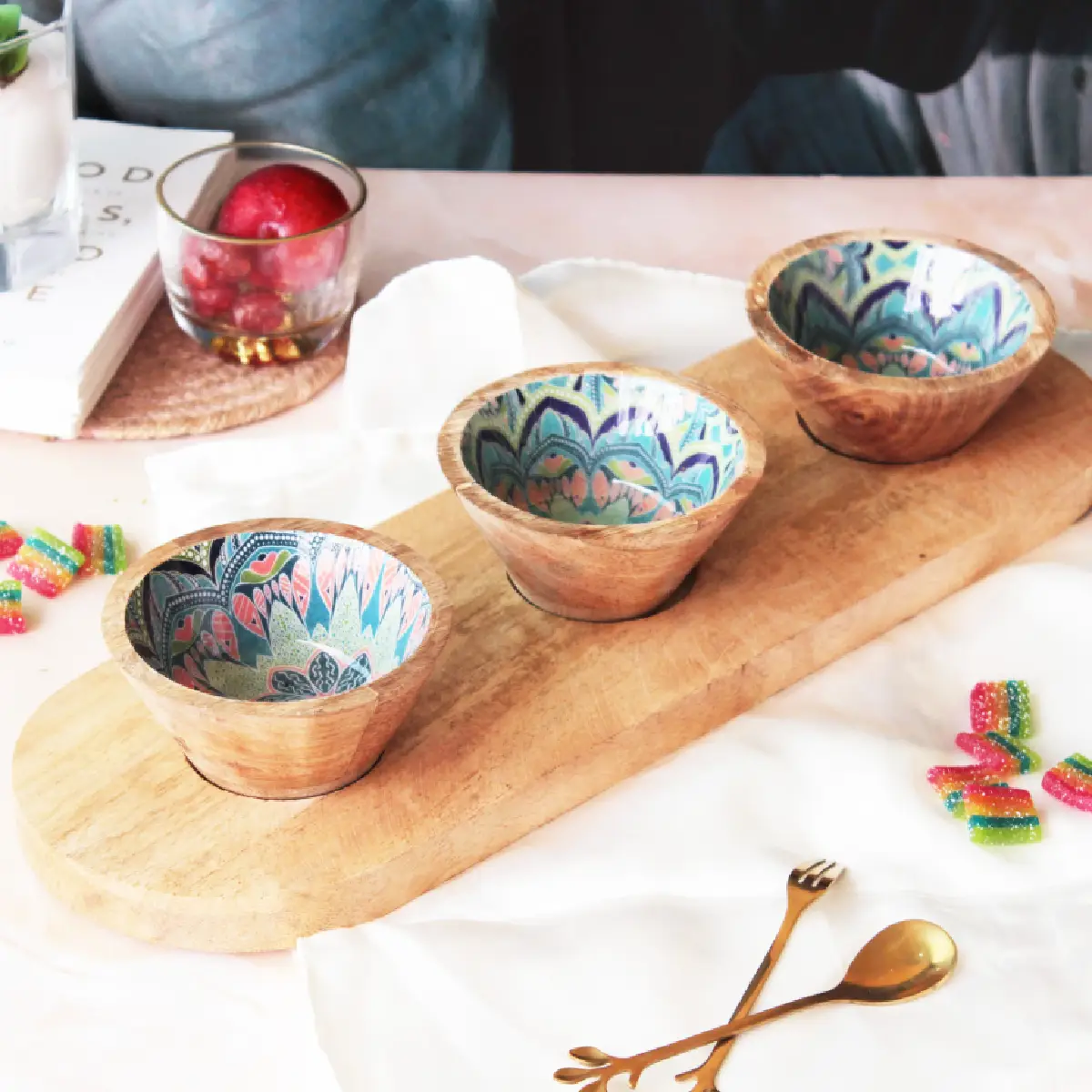 Mystic Mandala Serving Bowl Trio Tray