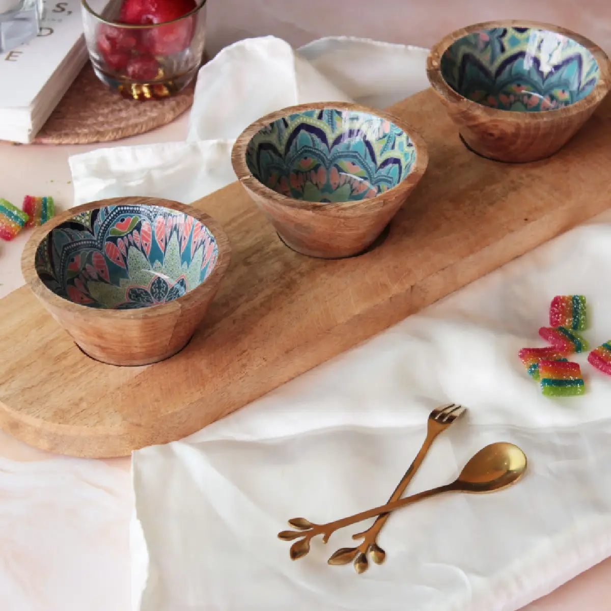 Mystic Mandala Serving Bowl Trio Tray