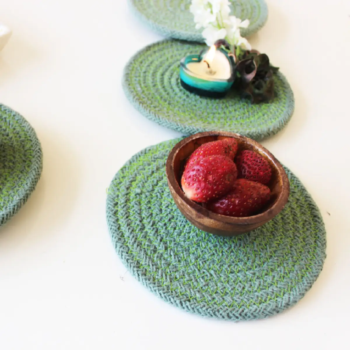 Olive Green Round Coaster (15 cm/6 Inch)