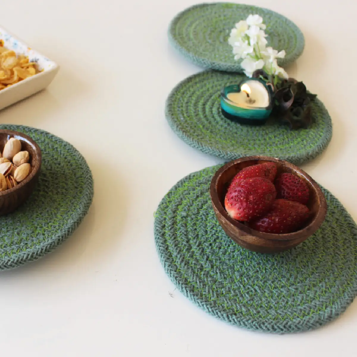 Olive Green Round Coaster (15 cm/6 Inch)