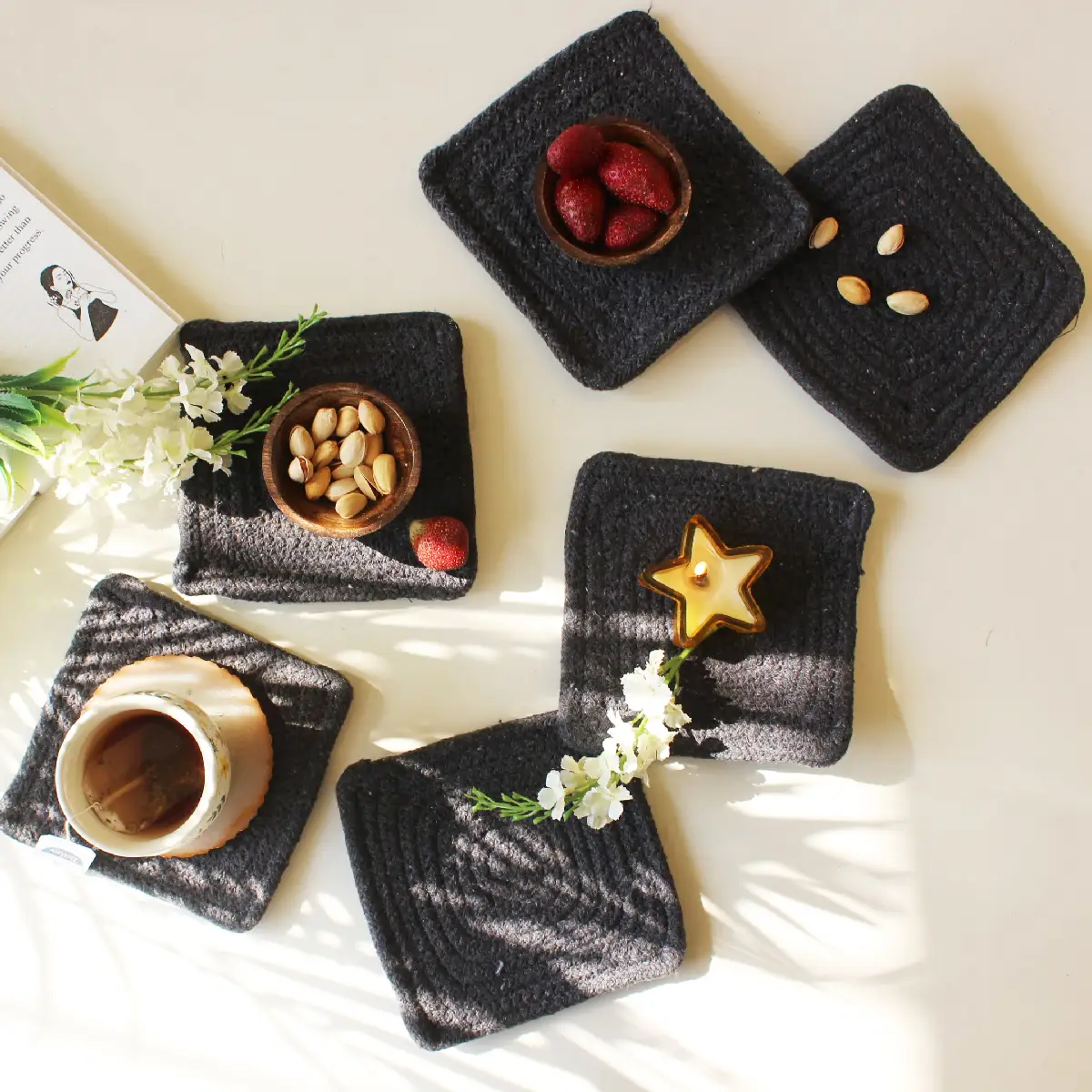 Grey Square Coaster (15 cm/6 Inch)