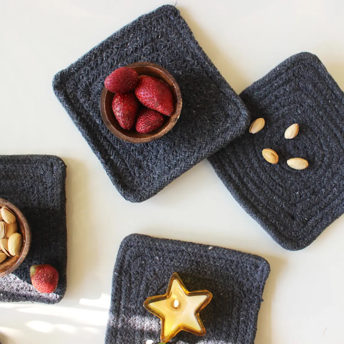 Grey Square Coaster (15 cm/6 Inch)