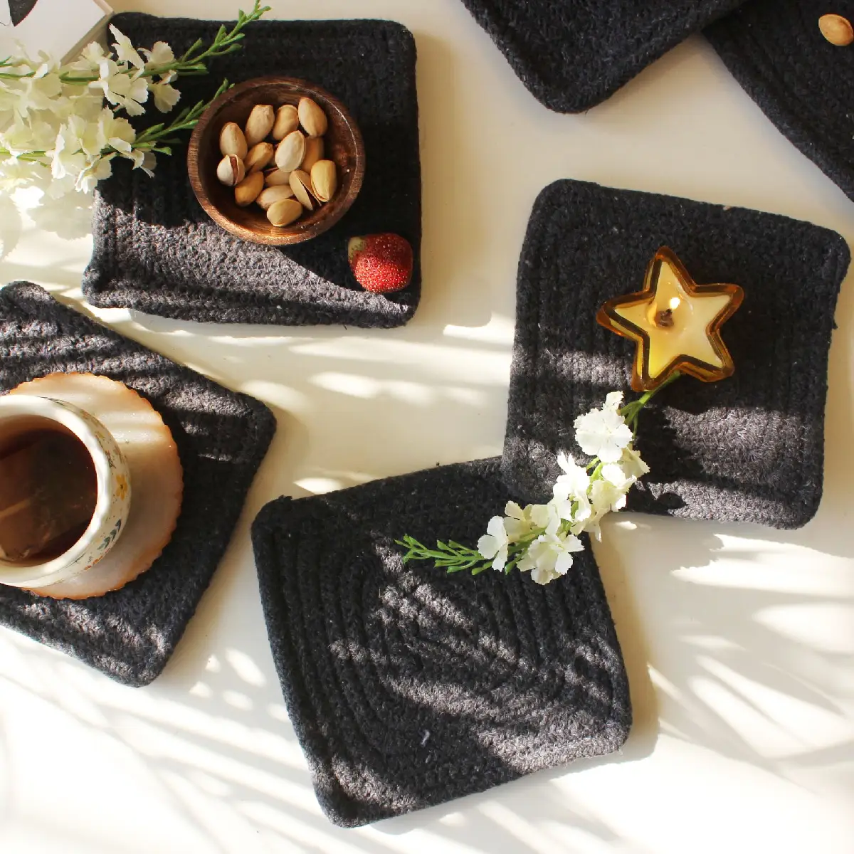 Grey Square Coaster (15 cm/6 Inch)