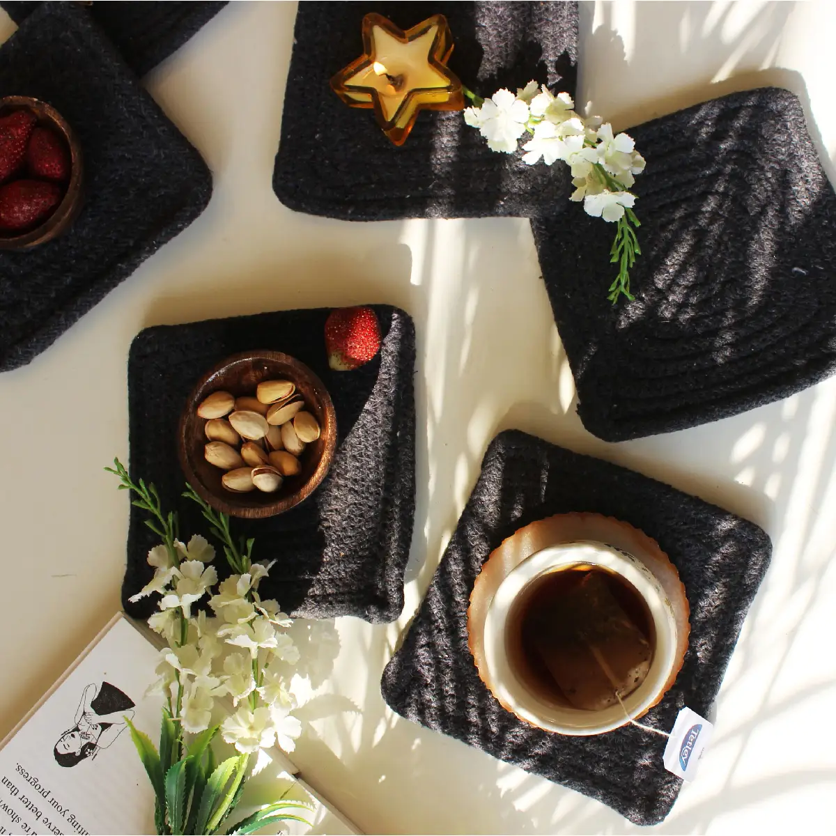 Grey Square Coaster (15 cm/6 Inch)