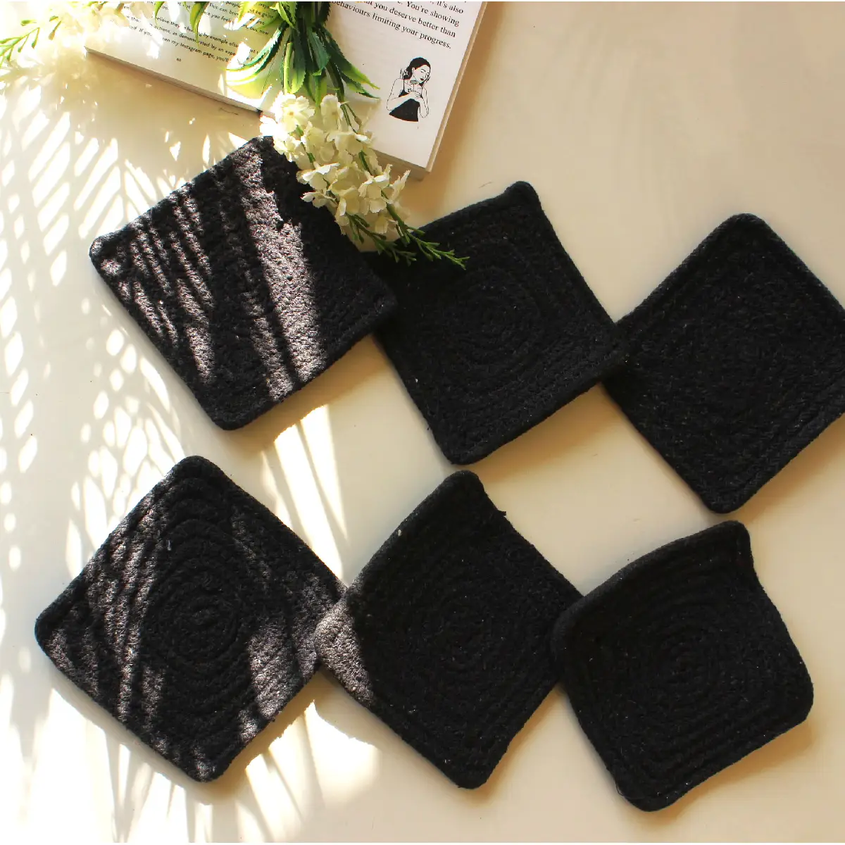 Grey Square Coaster (15 cm/6 Inch)