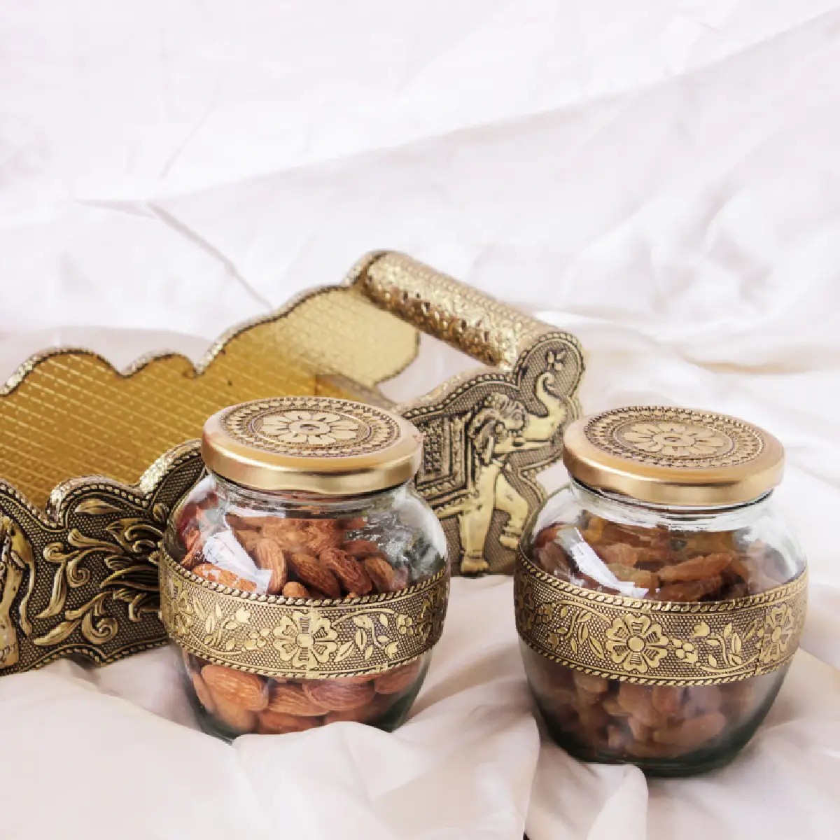 Traditional Elegance Glass Jar Tray Combo