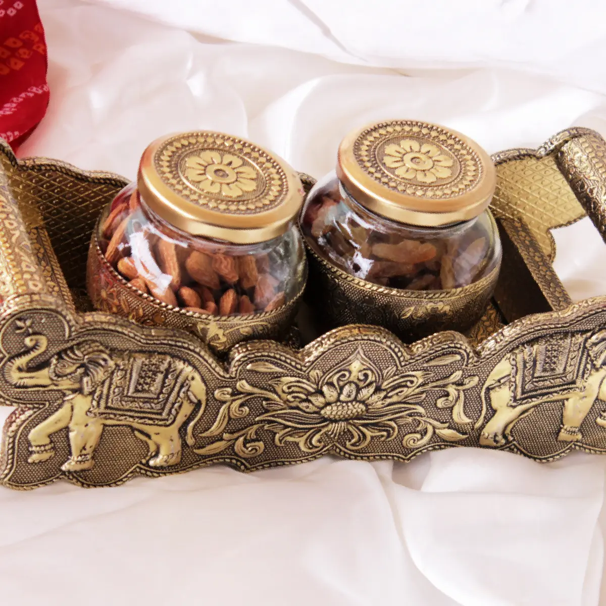 Traditional Elegance Glass Jar Tray Combo