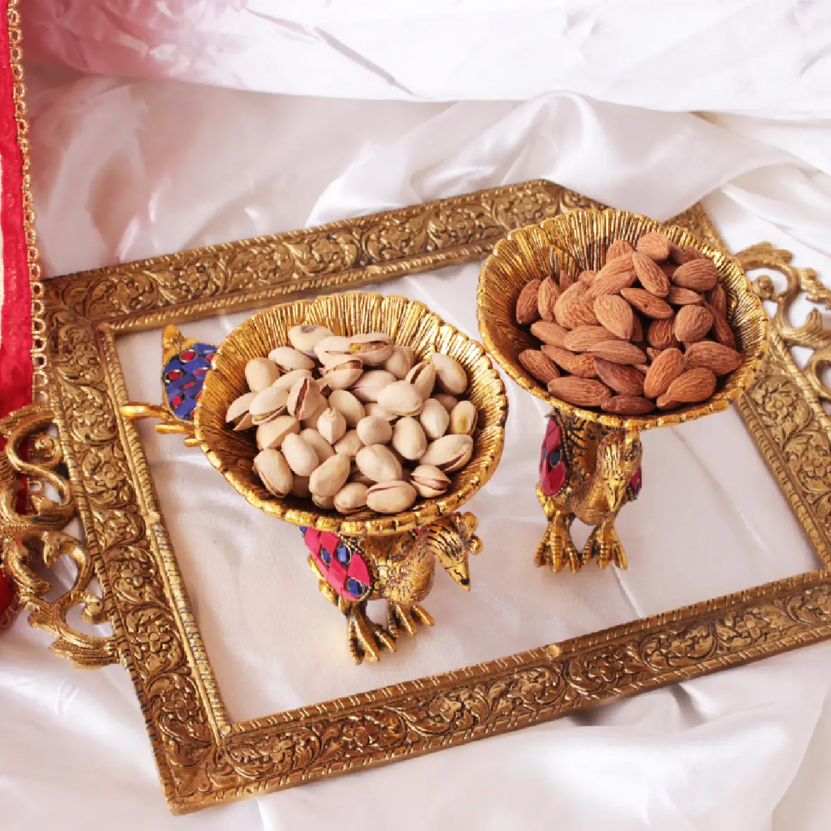 Peacock Palace German Silver Luxury Tray Combo