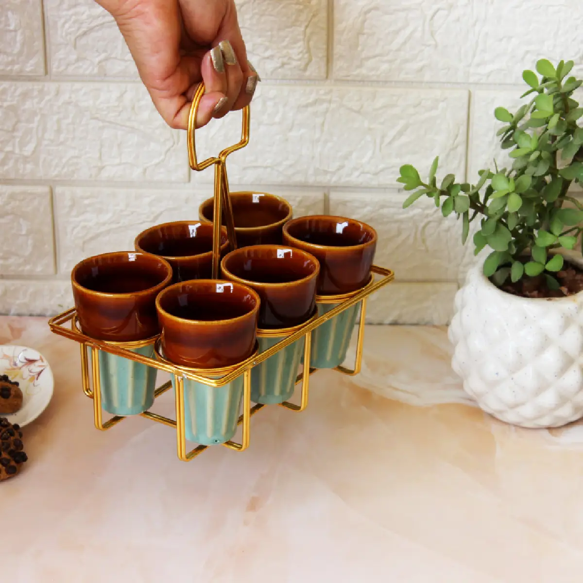 6 Glass with Golden Stand