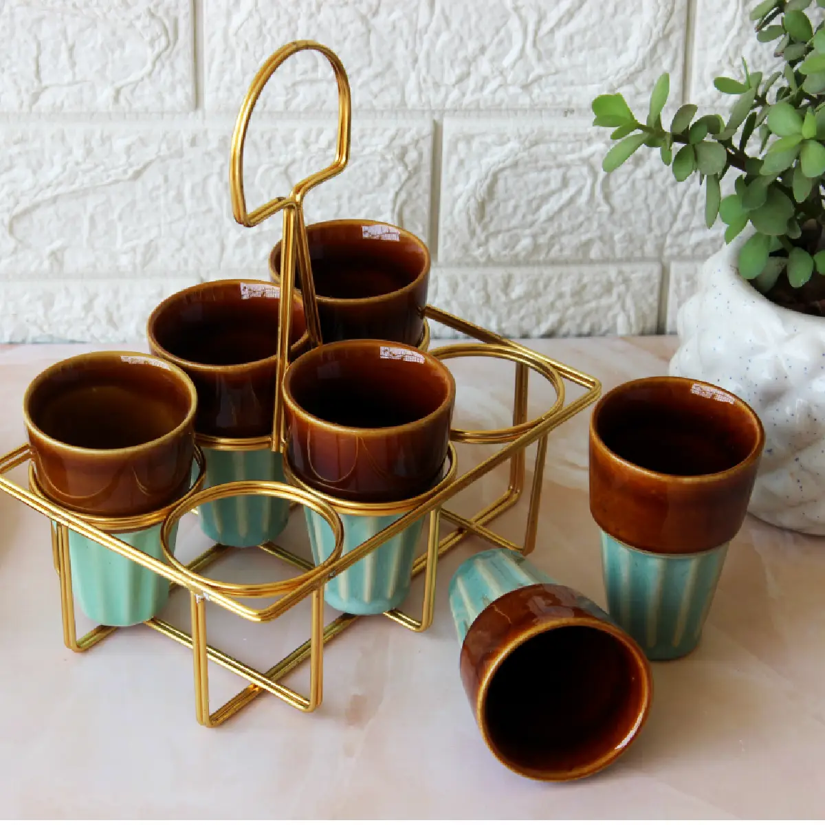 6 Glass with Golden Stand