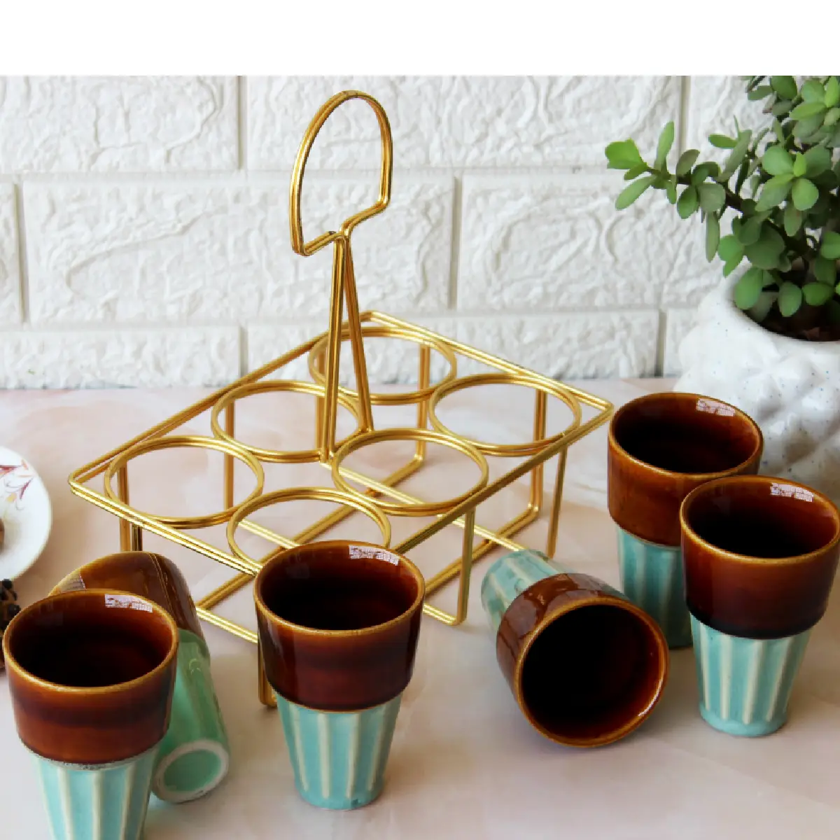 6 Glass with Golden Stand