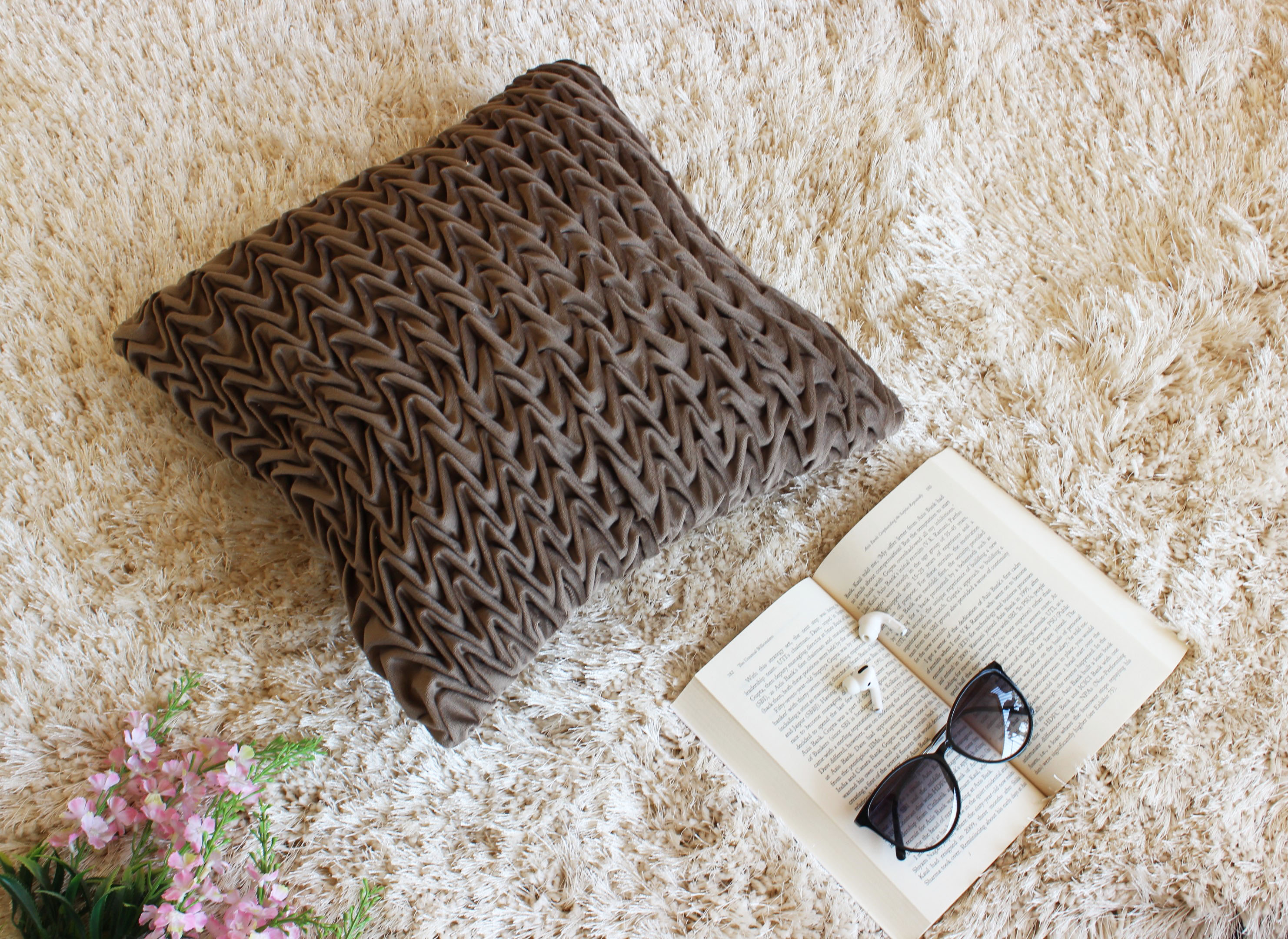 Corded Wavy Suede Dark Taupe Cushion Cover