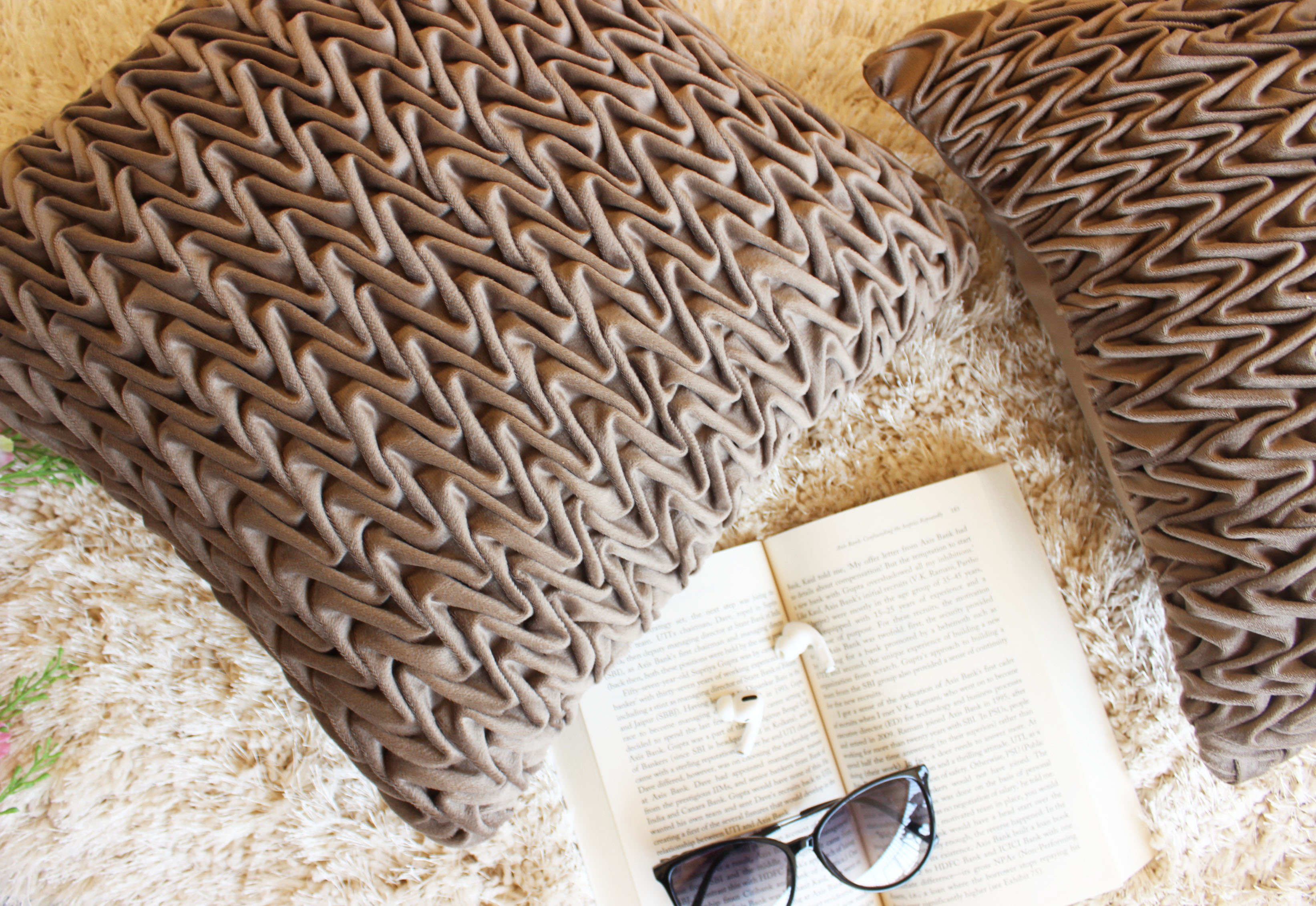 Corded Wavy Suede Dark Taupe Cushion Cover
