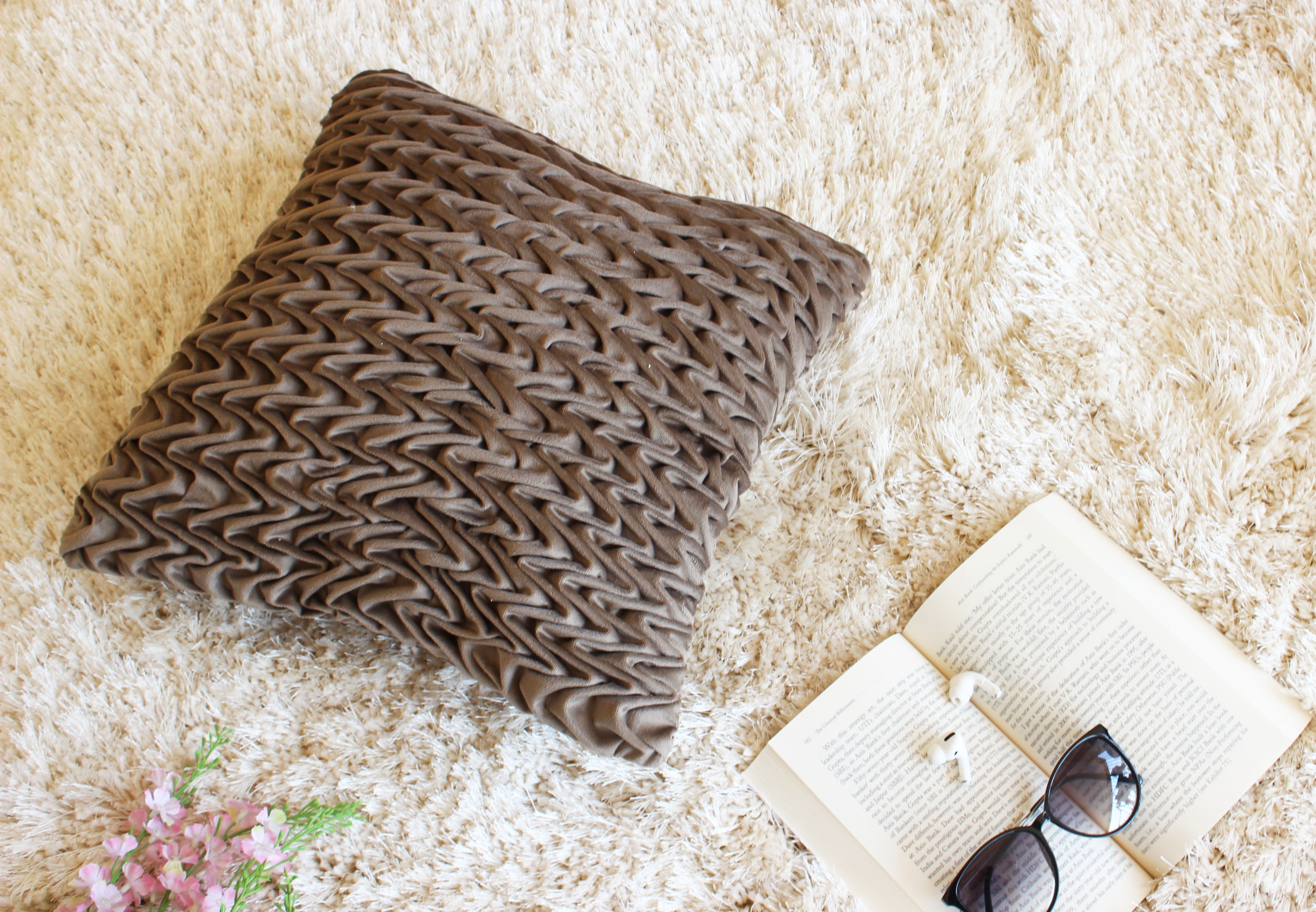 Corded Wavy Suede Dark Taupe Cushion Cover