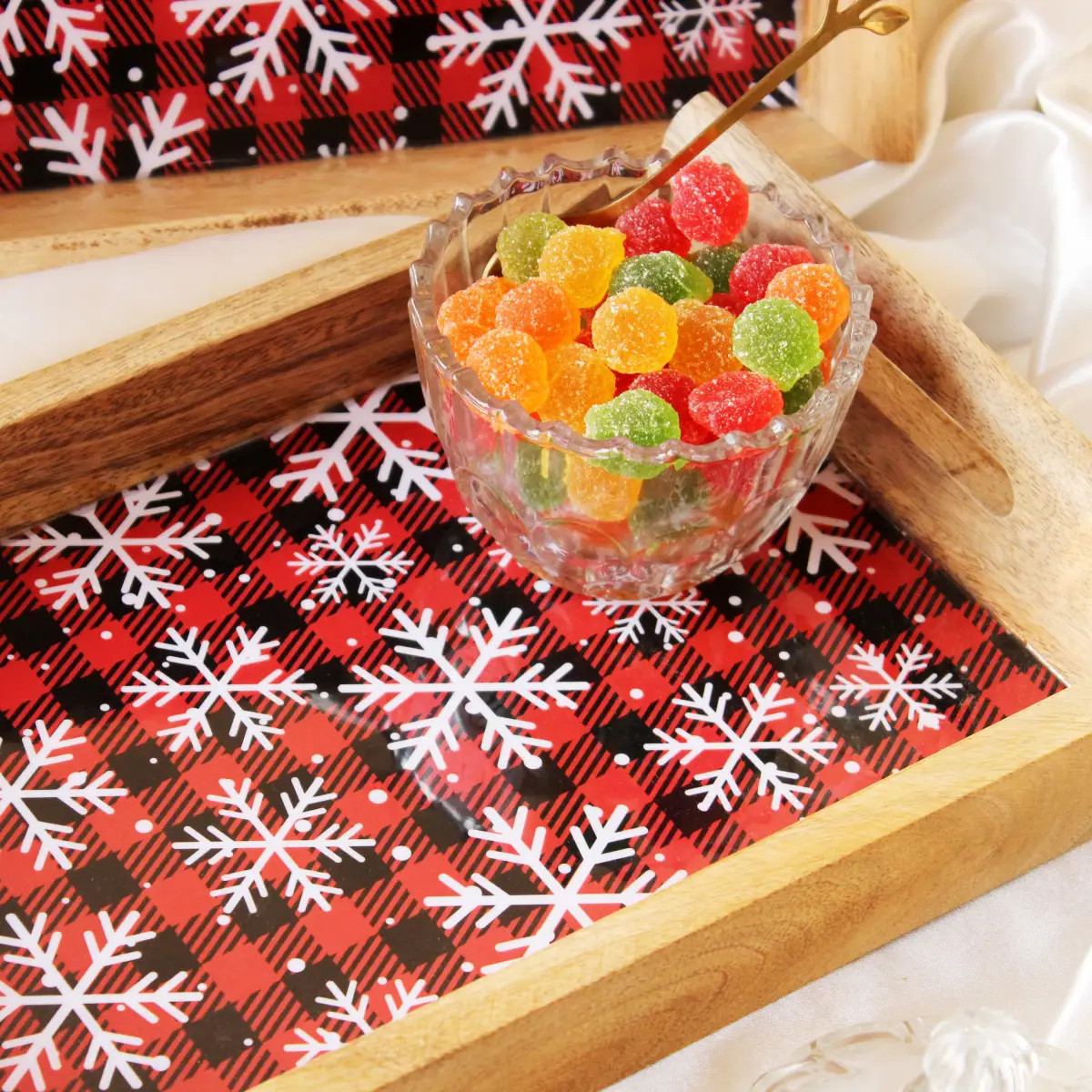 Snowflake Fantasy MangoWood Serving Tray