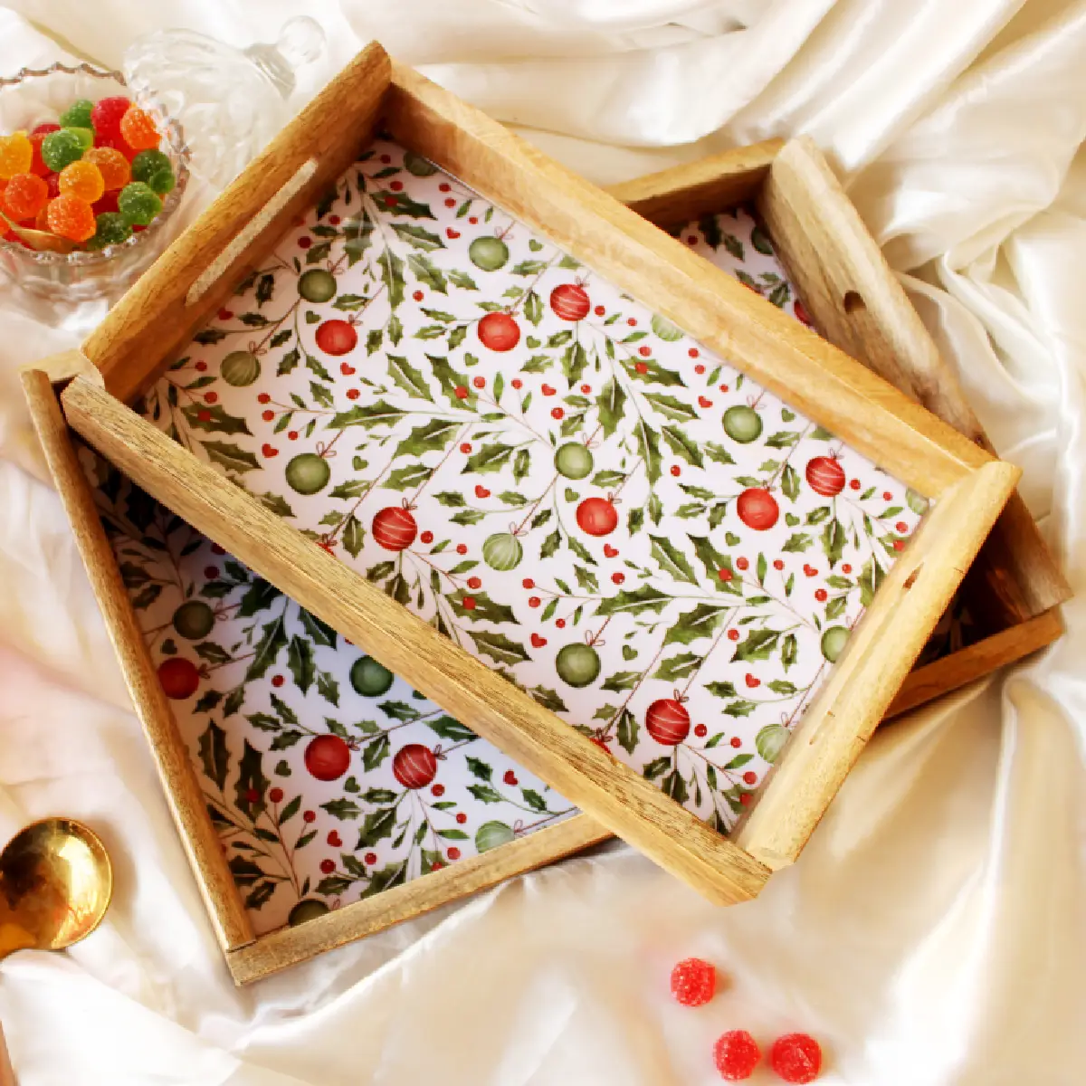 Holiday Hangings MangoWood Serving Tray