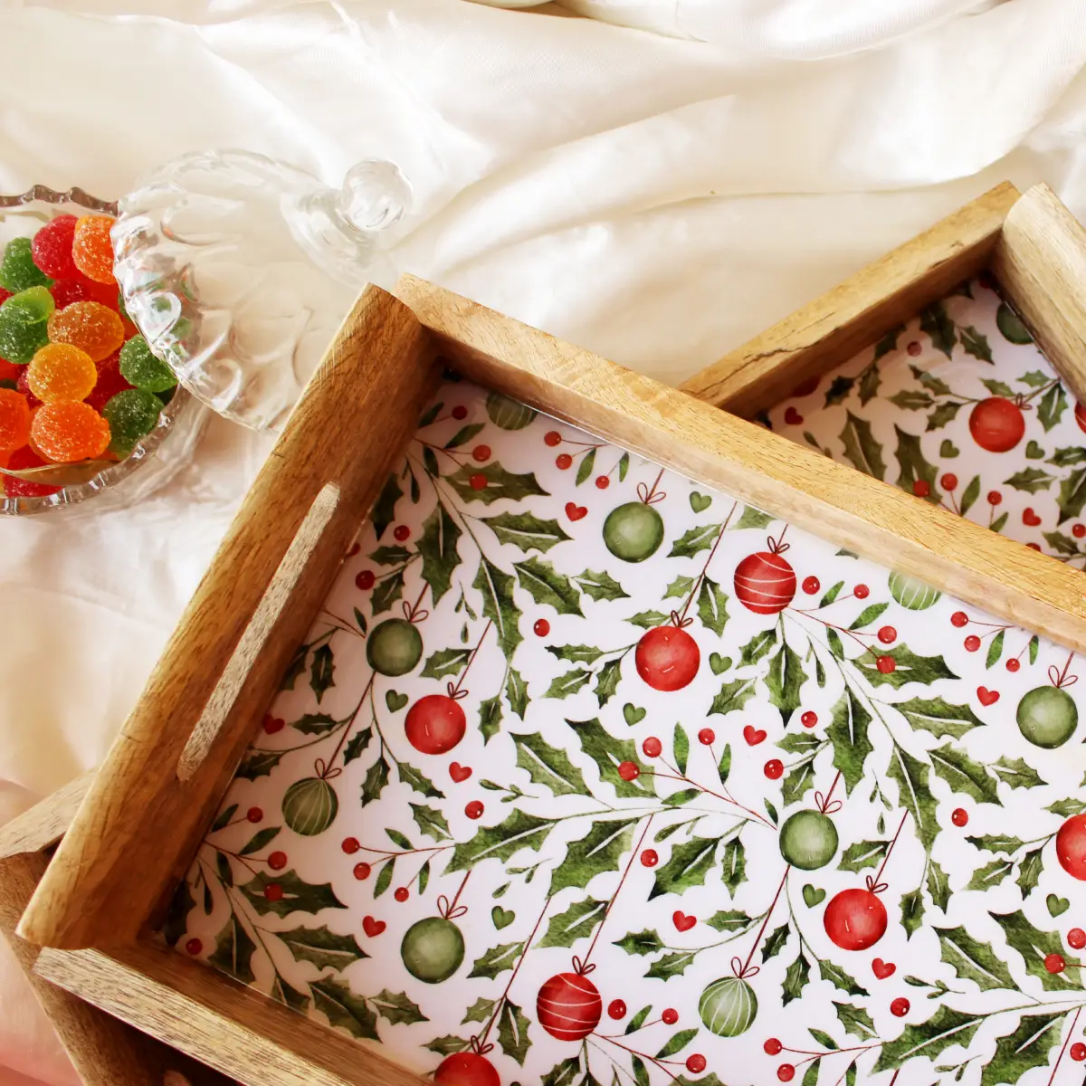 Holiday Hangings MangoWood Serving Tray