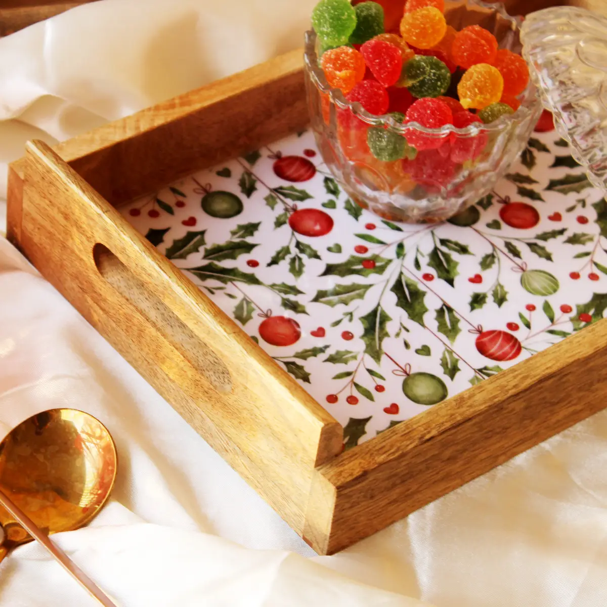 Holiday Hangings MangoWood Serving Tray