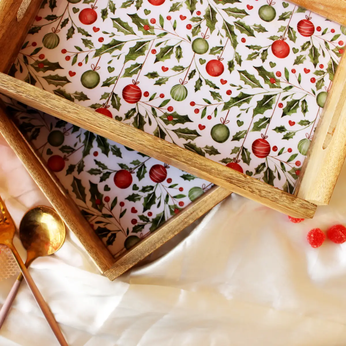 Holiday Hangings MangoWood Serving Tray