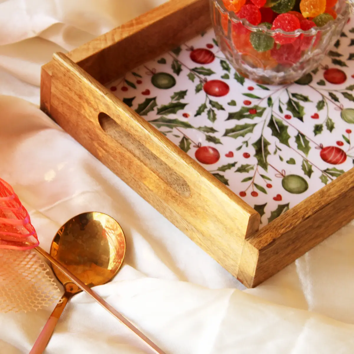 Holiday Hangings MangoWood Serving Tray
