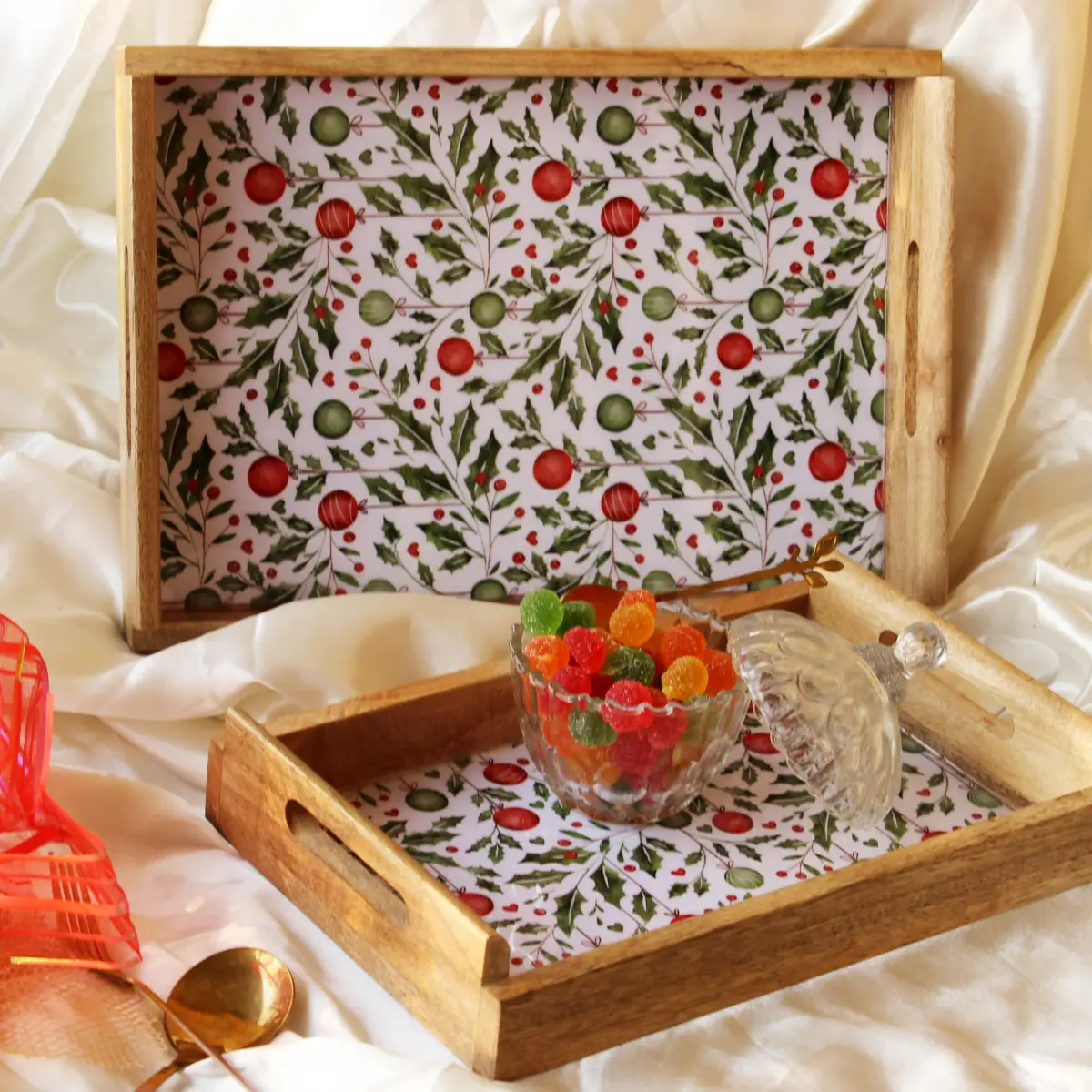 Holiday Hangings MangoWood Serving Tray