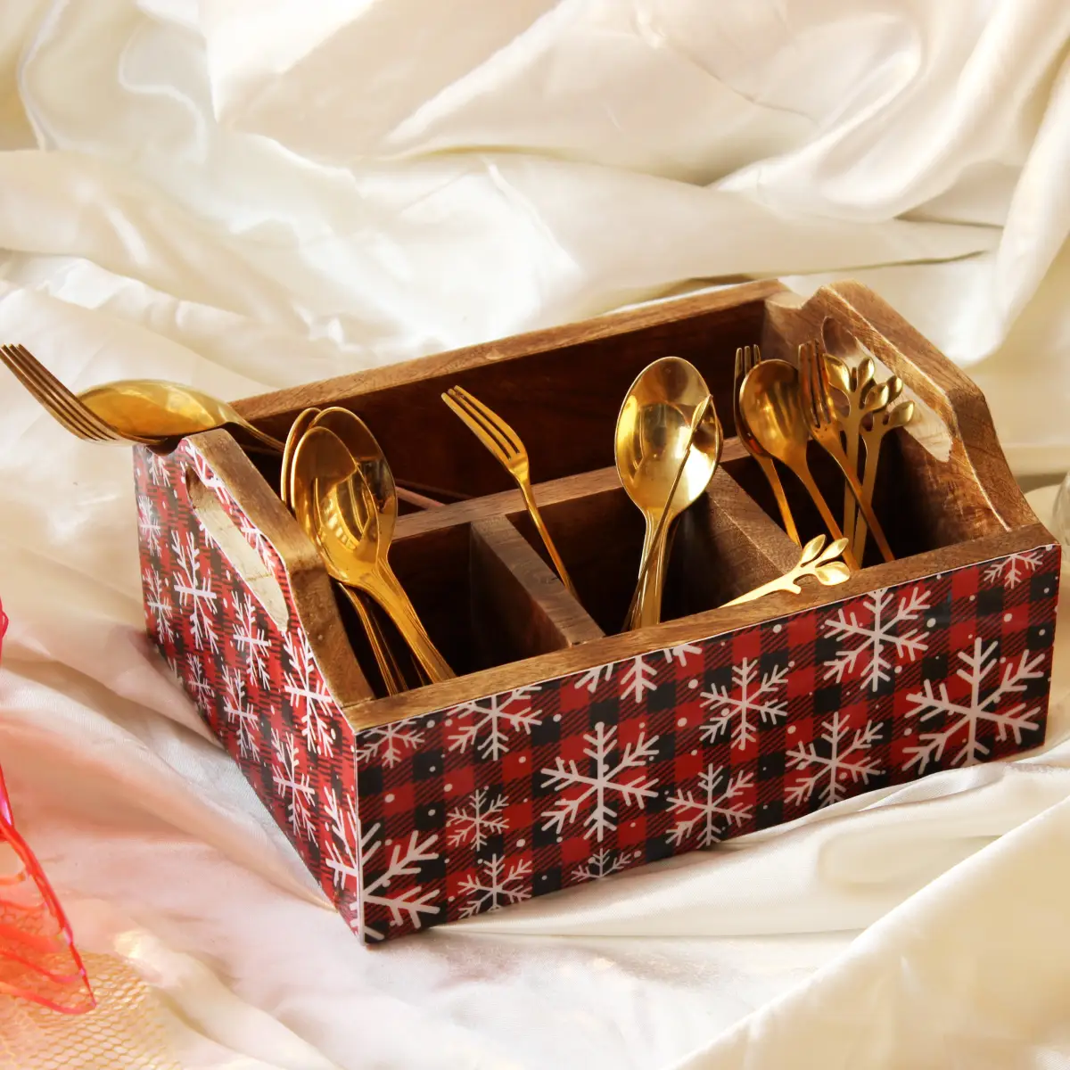 Snowflake Fantasy MangoWood Cutlery Holder