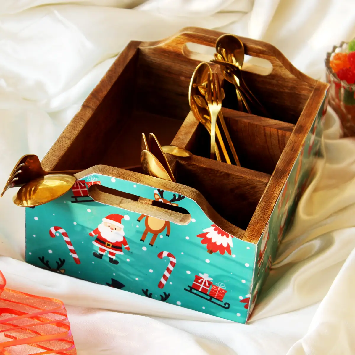 Jingle & Jolly MangoWood Cutlery Holder