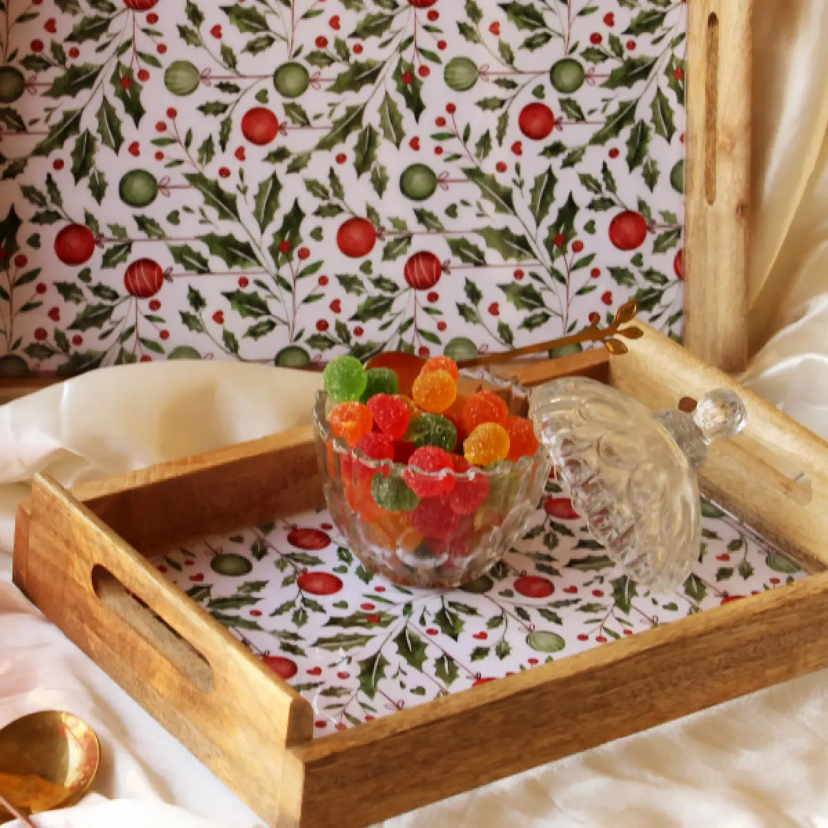Holiday Hangings MangoWood Serving Tray