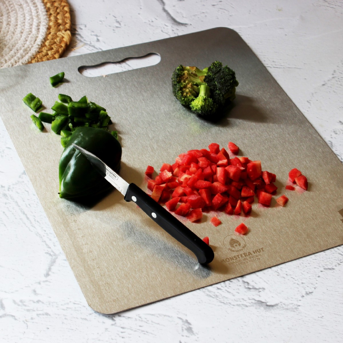 Stainless Steel Chopping Board with Grip Handle (12*14 Inches x 1MM (Height) )