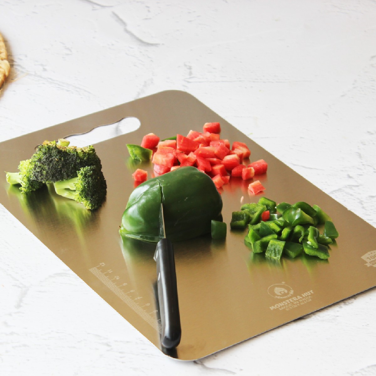 Stainless Steel Chopping Board with Grip Handle (10*14 Inches x 1MM (Height) )