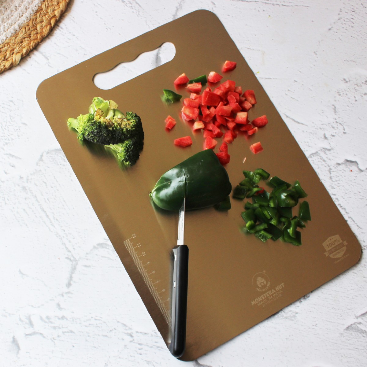 Stainless Steel Chopping Board with Grip Handle (9*13 Inches x 1MM (Height) )