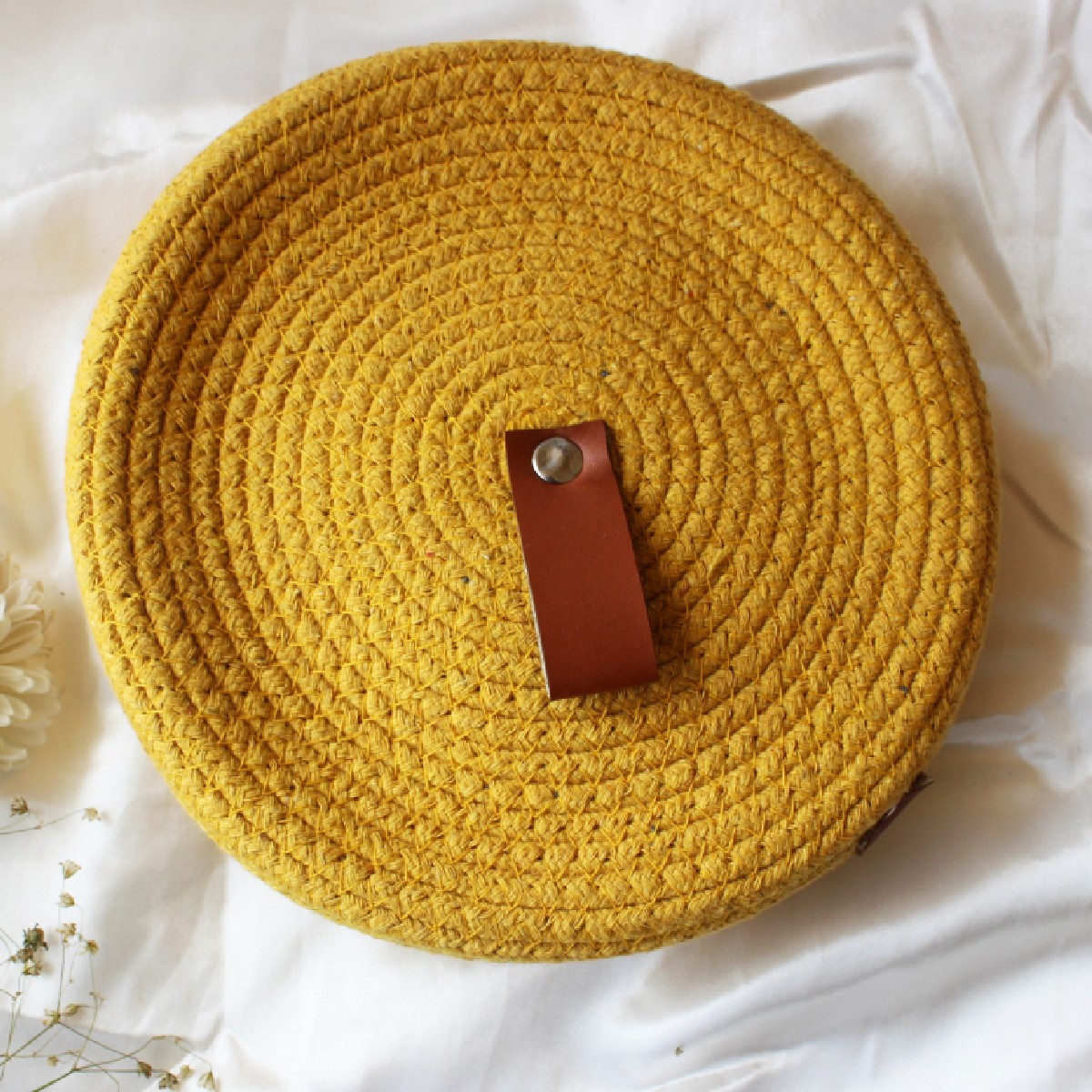 Mustard Burst Rope Crafted Serving Set with 4 Bowls (Size- 23*23*6 cm , Weight - 450 gm)