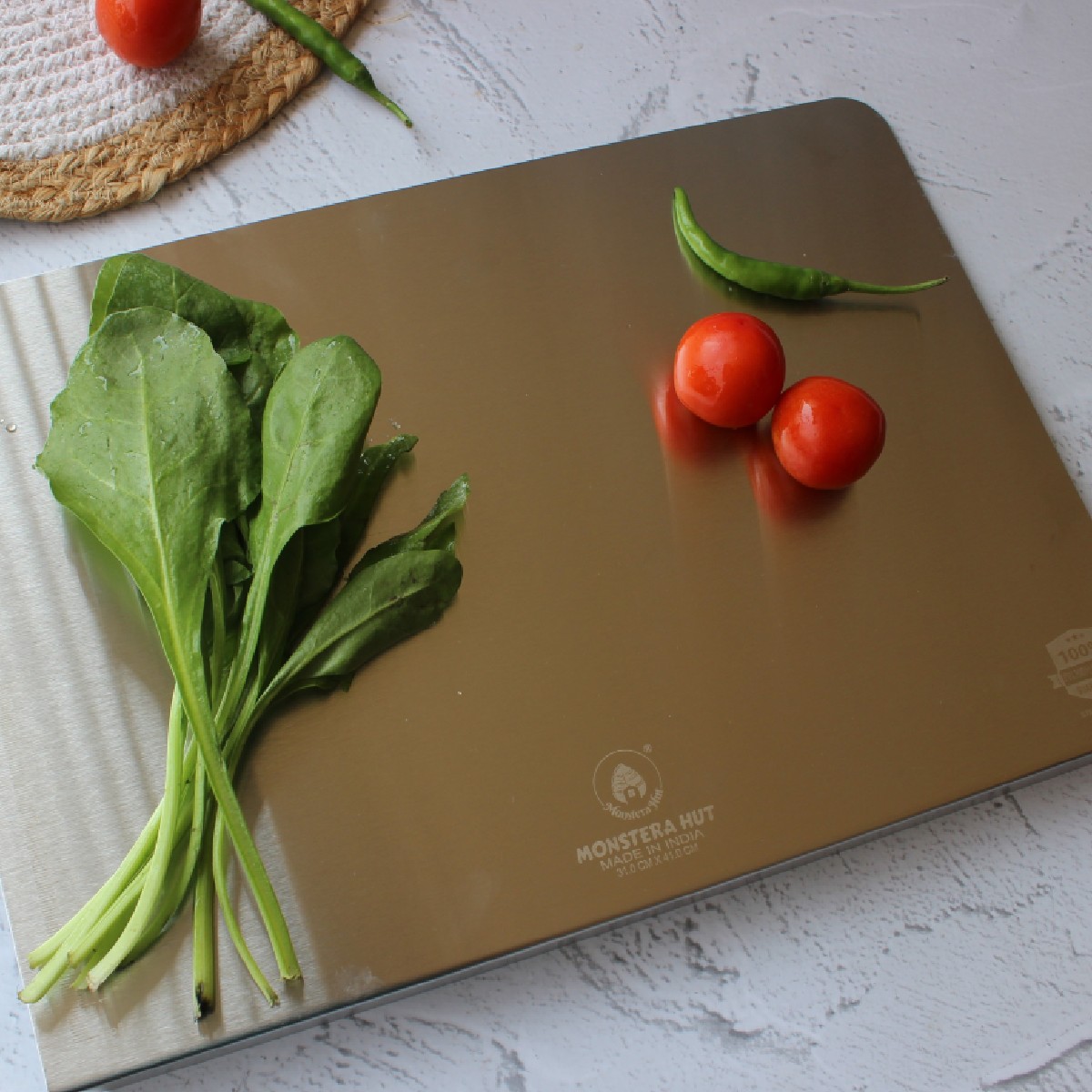 Stainless Steel Counter Top Chopping Board  (12*16 Inches x 1MM (Height))