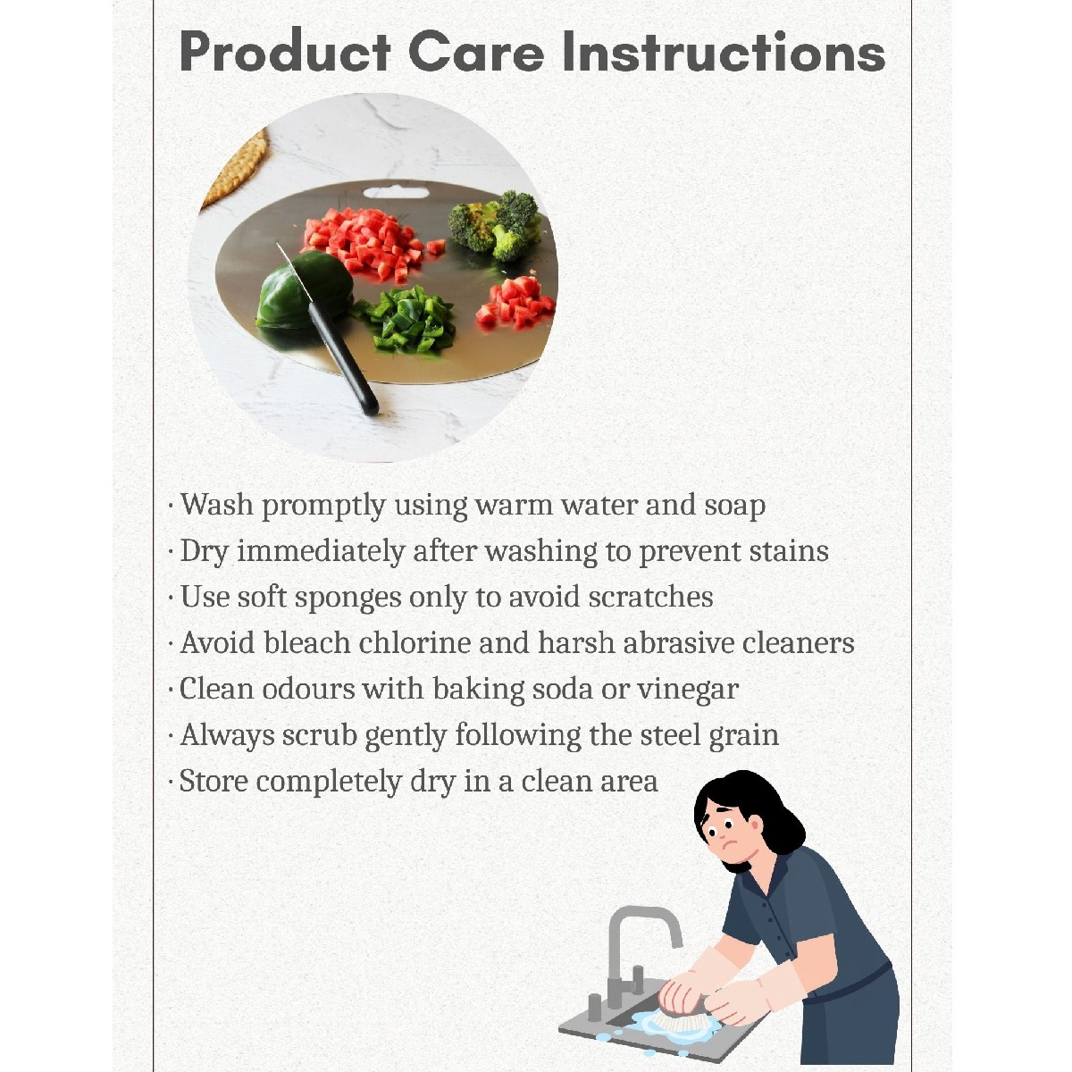 Stainless Steel Round Chopping Board with Grip Handle (12 Inches x 1MM (Height))