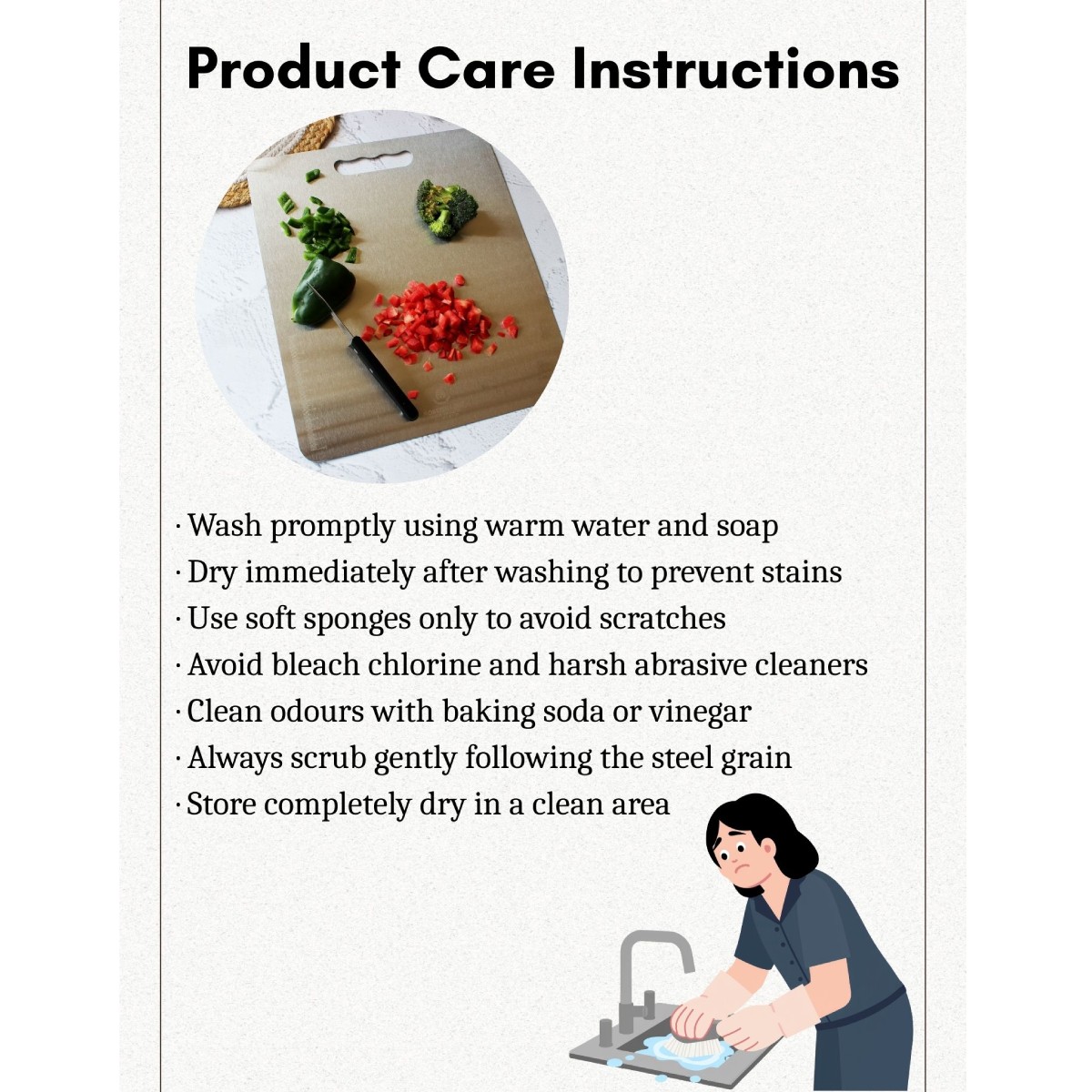 Stainless Steel Chopping Board with Grip Handle (8*12 Inches x 1MM (Height))