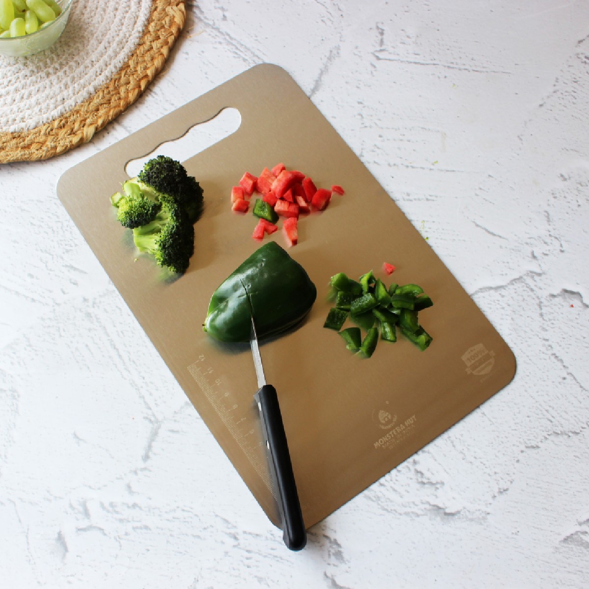 Stainless Steel Chopping Board with Grip Handle (8*12 Inches x 1MM (Height))