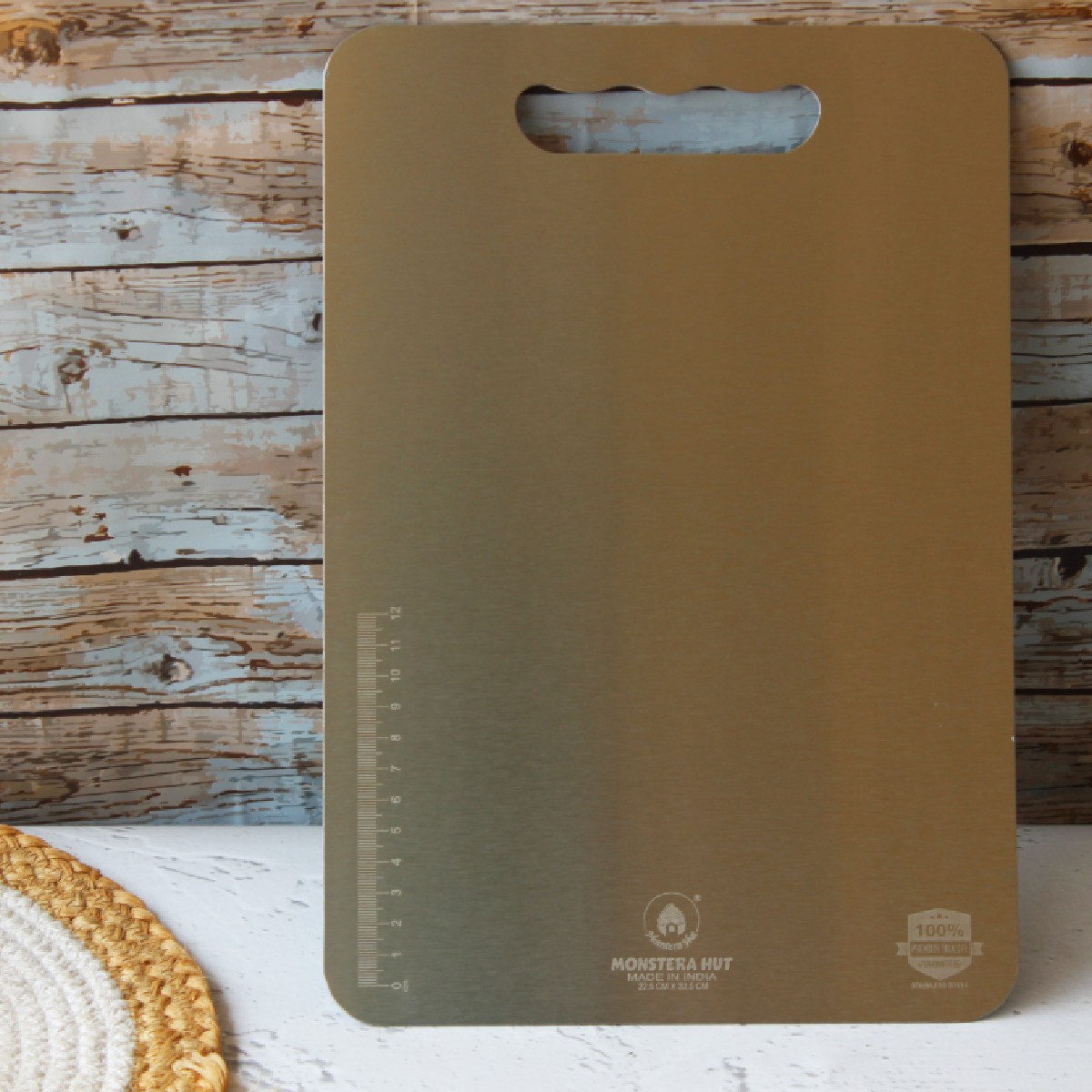 Stainless Steel Chopping Board with Grip Handle (8*12 Inches x 1MM (Height))