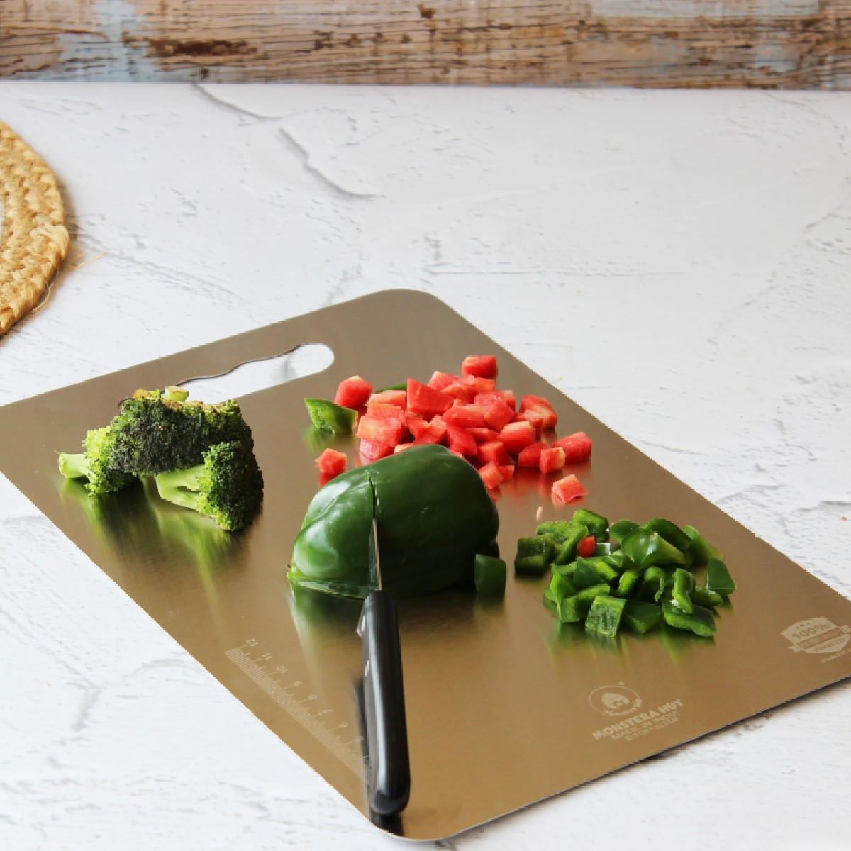 Stainless Steel Chopping Board with Grip Handle (9*13 Inches x 1MM (Height) )
